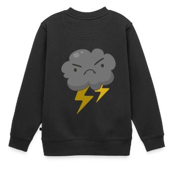 Wütende Wolke mit Gewitterwetter - Kinder Premium Organic Sweatshirt - Schwarz - Hinten - AI Model Kid Female (0cm)