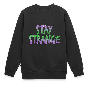 "Stay Strange" mit diesem farbenfrohen und extravaganten - Kinder Premium Organic Sweatshirt - Schwarz - Hinten - AI Model Kid Female (0cm)