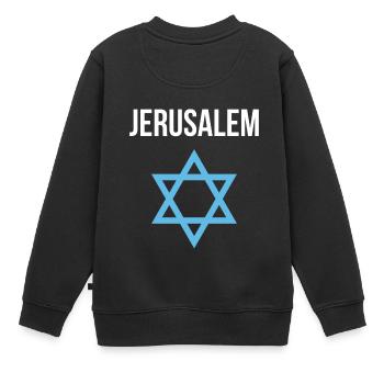 Jérusalem Israël Etoile de David - Sweat Premium enfant bio - noir - Dos - AI Model Kid Female (0cm)