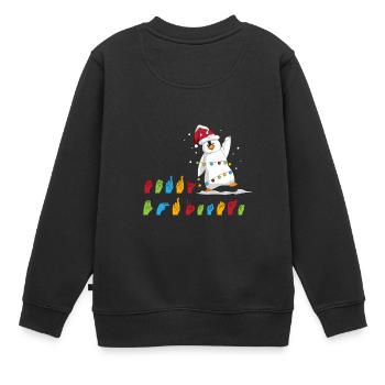 Joyeux Noël Pingouin Langue des signes Signes - Sweat Premium enfant bio - noir - Dos - AI Model Kid Female (0cm)