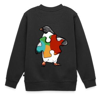 Puzzle Piece penguin Pinguin Autismus Spektrum - Kinder Premium Organic Sweatshirt - Schwarz - Hinten - AI Model Kid Female (0cm)