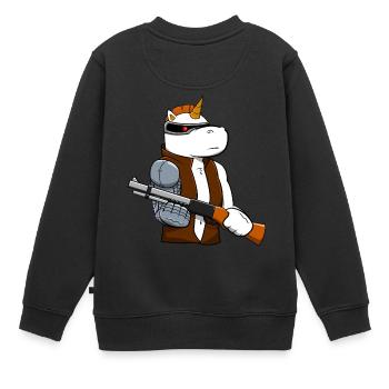 Cadeau de mécanicien cyborg Licorne - Sweat Premium enfant bio - noir - Dos - AI Model Kid Female (0cm)