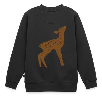 Cerf - Sweat Premium enfant bio - noir - Dos - AI Model Kid Female (0cm)