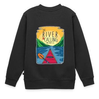 Kajak - Kinder Premium Organic Sweatshirt - Schwarz - Hinten - AI Model Kid Female (0cm)