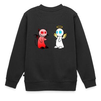 Engelchen & Teufelchen Motiv - Kinder Premium Organic Sweatshirt - Schwarz - Hinten - AI Model Kid Female (0cm)