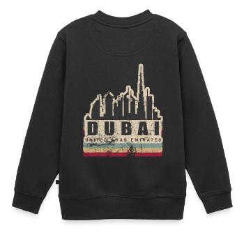Retro Dubai Tower Stadt Tourismus Geschenk - Kinder Premium Organic Sweatshirt - Schwarz - Hinten - AI Model Kid Female (0cm)