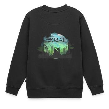 Dubai Tourismus Wasserfarbe Skyline Geschenk - Kinder Premium Organic Sweatshirt - Schwarz - Hinten - AI Model Kid Female (0cm)