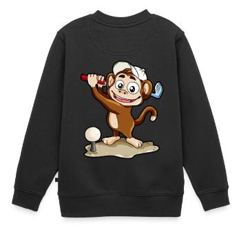 Jeu de golf singe Golfer Minigolf Bande dessinée - Sweat Premium enfant bio - noir - Dos - AI Model Kid Female (0cm)