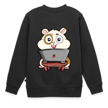 Ordinateur lapin lapin portable bande dessinée nerd cadeau - Sweat Premium enfant bio - noir - Dos - AI Model Kid Female (0cm)