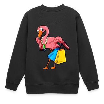 Shopping Flamingo Shopping Bande dessinée Style - Sweat Premium enfant bio - noir - Dos - AI Model Kid Female (0cm)