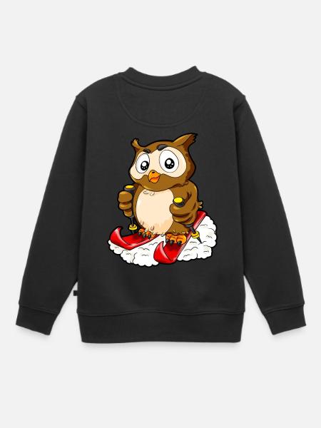 Ski hibou ski skier - Sweat Premium enfant bio - noir
