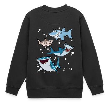 Hammerhai Weißer Hai Tigerhai Haifisch Walhai - Kinder Premium Organic Sweatshirt - Schwarz - Hinten - AI Model Kid Female (0cm)