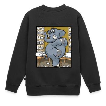 Eléphant maladroit dans le magasin de porcelaine Maladroit - Sweat Premium enfant bio - noir - Dos - AI Model Kid Female (0cm)