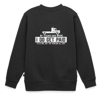 LKW Fahrer - Kinder Premium Organic Sweatshirt - Schwarz - Hinten - AI Model Kid Female (0cm)