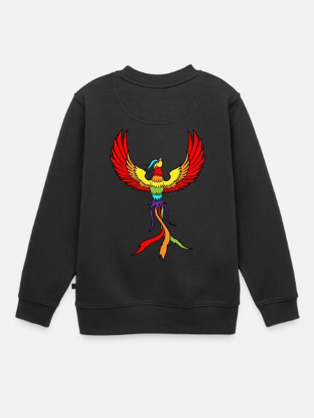 Phoenix fugl tegner fuglefjær - Premium børne sweatshirt økologisk - sort