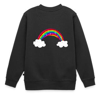 glitzernder regenbogen mit wolken - Kinder Premium Organic Sweatshirt - Schwarz - Hinten - AI Model Kid Female (0cm)