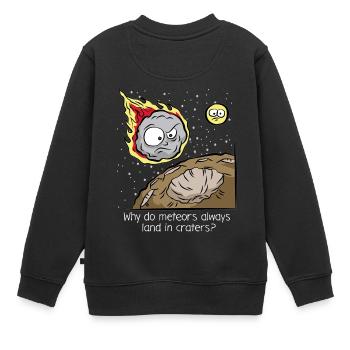 Meteor Meteorite Comet Impact Crater Gift - Kids Premium Organic Sweatshirt - black - Back - AI Model Kid Female (0cm)