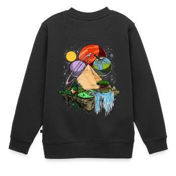 Une ancienne conspiration des extraterrestres des pyramides égyptiennes - Sweat Premium enfant bio - noir - Dos - AI Model Kid Female (0cm)