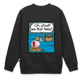 Licorne Arche de Noé Bible Histoire Communion - Sweat Premium enfant bio - noir - Dos - AI Model Kid Female (0cm)