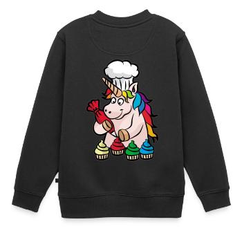 Einhorn Cupcake Bäckerin Backen Backwaren - Kinder Premium Organic Sweatshirt - Schwarz - Hinten - AI Model Kid Female (0cm)