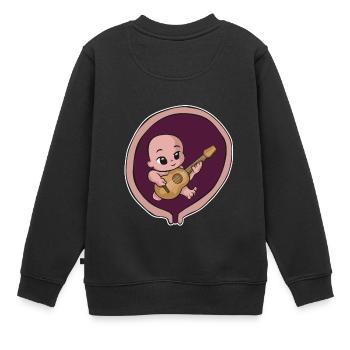 Pregnancy mother birth baby guitar - Kids Premium Organic Sweatshirt - black - Back - AI Model Kid Female (0cm)