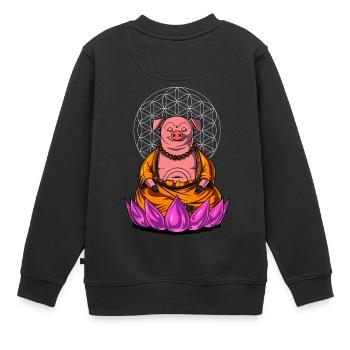 Schweinefleisch-Buddha Zen Yoga Meditation Farm Animal - Kinder Premium Organic Sweatshirt - Schwarz - Hinten - AI Model Kid Female (0cm)