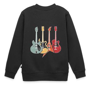 Guitares rétro Basse Drôle Guitariste Cadeau - Sweat Premium enfant bio - noir - Dos - AI Model Kid Female (0cm)