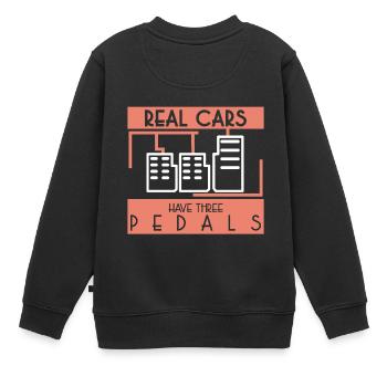 "Echte Autos haben 3 Pedale" Autoteile - Kinder Premium Organic Sweatshirt - Schwarz - Hinten - AI Model Kid Female (0cm)