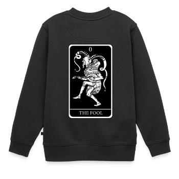 Joker Narr Tarot Cartes Clairvoyants Devins - Sweat Premium enfant bio - noir - Dos - AI Model Kid Female (0cm)
