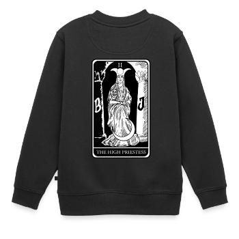 Haute prêtresse Tarot Cartes Devins Devins - Sweat Premium enfant bio - noir - Dos - AI Model Kid Female (0cm)