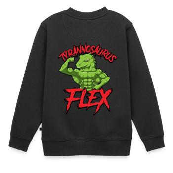 Fitness Gym Sport Power Lifting Tyrannosaurus Flex - Kinder Premium Organic Sweatshirt - Schwarz - Hinten - AI Model Kid Female (0cm)