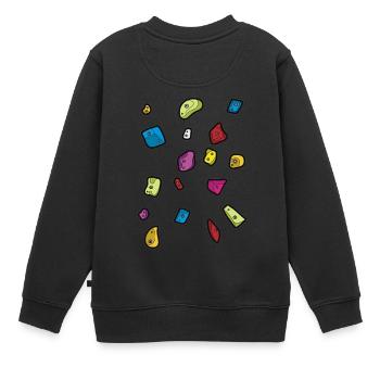 Boulder Bouldern Klettern Griffe Kletterhalle - Kinder Premium Organic Sweatshirt - Schwarz - Hinten - AI Model Kid Female (0cm)
