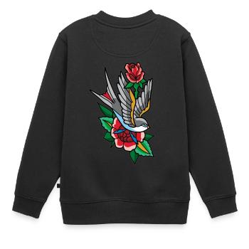 Schwalbe Tattoo - Kinder Premium Organic Sweatshirt - Schwarz - Hinten - AI Model Kid Female (0cm)