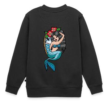 Sirène Tattoo - Sweat Premium enfant bio - noir - Dos - AI Model Kid Female (0cm)