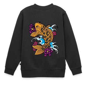 KOI Karpfen - Kinder Premium Organic Sweatshirt - Schwarz - Hinten - AI Model Kid Female (0cm)