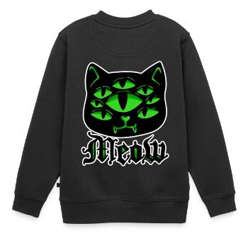 Katze Gothic Grufti Halloween Grusel Miau Geschenk - Kinder Premium Organic Sweatshirt - Schwarz - Hinten - AI Model Kid Female (0cm)