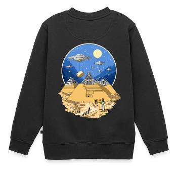 Ägyptische Pyramiden der UFO-Ausländer - Kinder Premium Organic Sweatshirt - Schwarz - Hinten - AI Model Kid Female (0cm)
