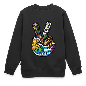 Friedenszeichen Peace und Frieden Hanzeichen - Kinder Premium Organic Sweatshirt - Schwarz - Hinten - AI Model Kid Female (0cm)