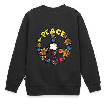 FLOWER POWER Paix - Sweat Premium enfant bio - noir - Dos - AI Model Kid Female (0cm)