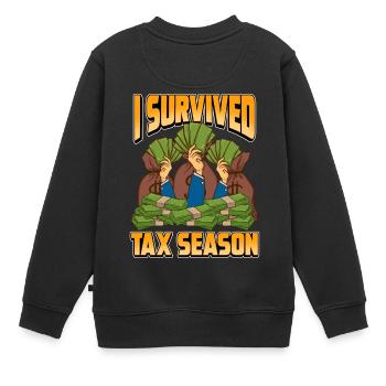 Drôle de comptabilité j'ai survécu comptable de la saison des impôts - Sweat Premium enfant bio - noir - Dos - AI Model Kid Female (0cm)