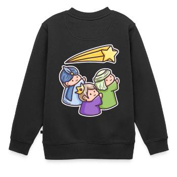 Saint trois rois matin terre cadeau de Noël - Sweat Premium enfant bio - noir - Dos - AI Model Kid Female (0cm)