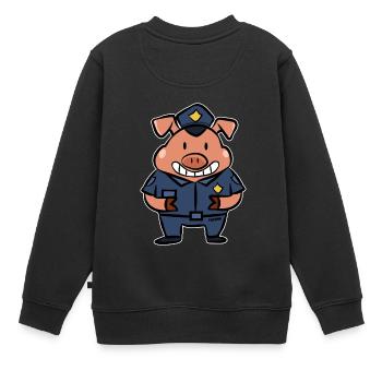 Polizei Sicherheit Ferkel Kinder Schwein Geschenk - Kinder Premium Organic Sweatshirt - Schwarz - Hinten - AI Model Kid Female (0cm)