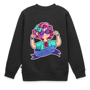 Powerfrau Girlpower Powergirl Frauenpower Geschenk - Kinder Premium Organic Sweatshirt - Schwarz - Hinten - AI Model Kid Female (0cm)