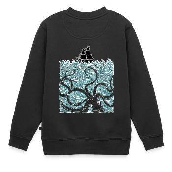monstre marin pieuvre pieuvre mer animal cadeau - Sweat Premium enfant bio - noir - Dos - AI Model Kid Female (0cm)