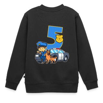 5e anniversaire de la police voiture de police 5 ans policier - Sweat Premium enfant bio - noir - Dos - AI Model Kid Female (0cm)