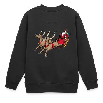 Weihnachtsmann mit Rentier und Schlitten - Kinder Premium Organic Sweatshirt - Schwarz - Hinten - AI Model Kid Female (0cm)
