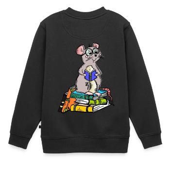 Book Nerd - Leseratte - Kinder Premium Organic Sweatshirt - Schwarz - Hinten - AI Model Kid Female (0cm)