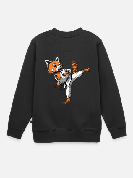 Roter Panda Bär Karate Ninja - Kinder Premium Organic Sweatshirt - Schwarz