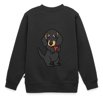Hund Hunde Hunderasse Haustiere Tierfreund Dackel - Kinder Premium Organic Sweatshirt - Schwarz - Hinten - AI Model Kid Female (0cm)
