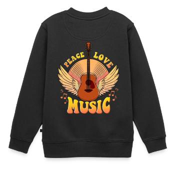 Cute Peace Love Music Hippie Hipster Festival - Sweat Premium enfant bio - noir - Dos - AI Model Kid Female (0cm)